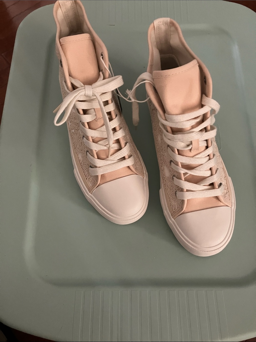 American Eagle Outfitters Blush Pink High-Top Lace-Up Sneakers